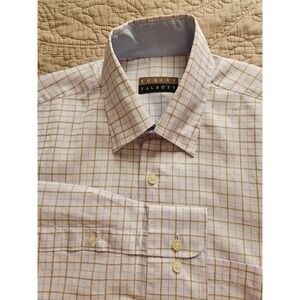 Robert Talbott Men's Pink/Brwn Check Dress Shirt Long Sleeve Cotton, Size Med.